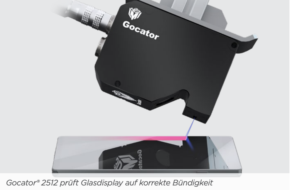 Gocator® 2512 prüft Glasdisplay auf korrekte Bündigkeit